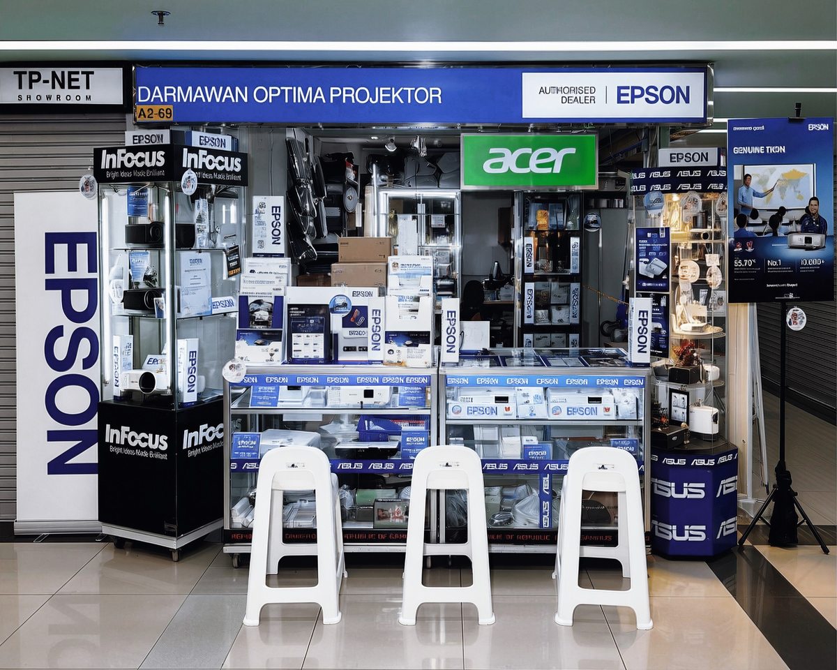 Booth Darmawan Optima Projektor di Harco Mangga Dua Plaza, authorized dealer Epson