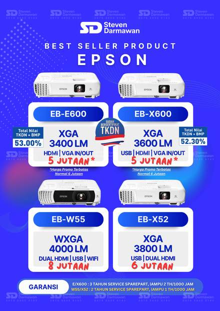 Brosur Epson Best Seller — EB-E600, EB-X600, EB-W55, EB-X52